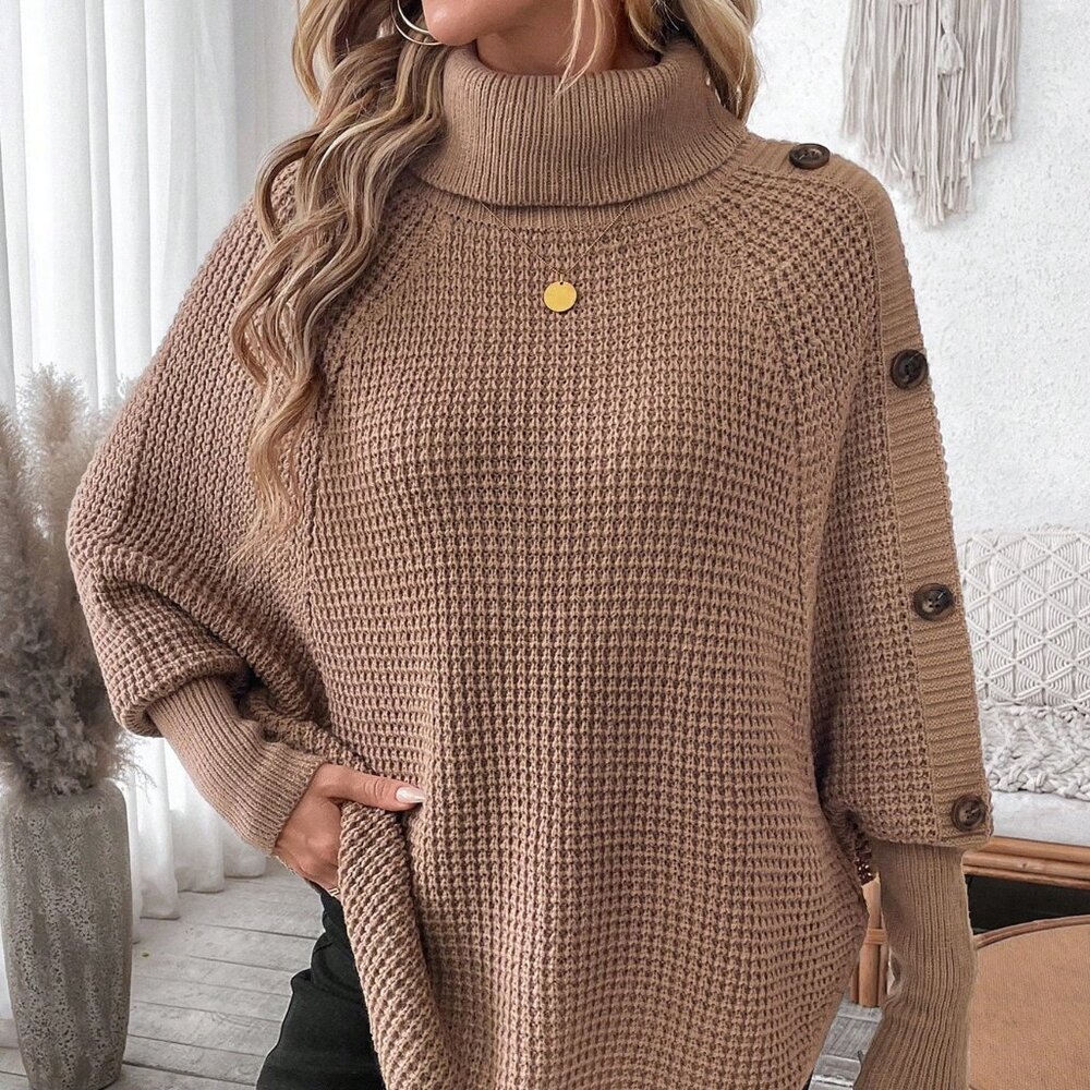 Camel Casual Women's Turtleneck Pineapple Textured Pullover Sweater - Picture 3 of 7